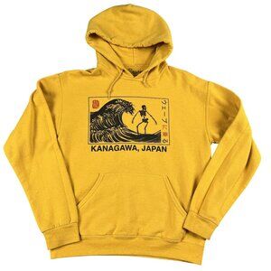 Bowery Supply Co Kanagawa Japan Surfing Skeleton Yellow Hoodie Sz Medium
